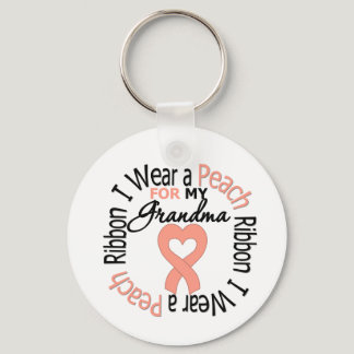 Uterine Cancer I Wear Peach Ribbon For My Grandma Keychain