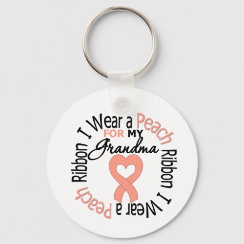 Uterine Cancer I Wear Peach Ribbon For My Grandma Keychain