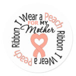 Uterine Cancer I Wear Peach Ribbon For My Mother Classic Round Sticker
