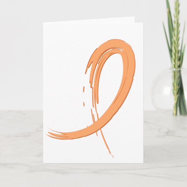 Uterine Cancer Peach Ribbon A4 Card (Front)