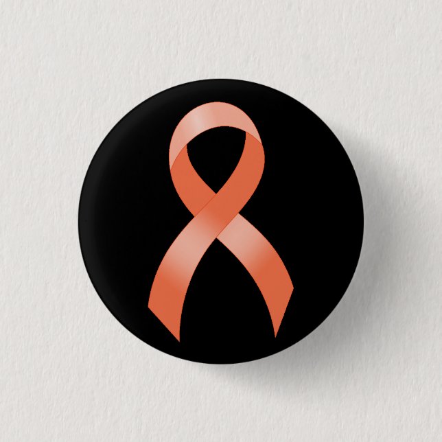 Uterine Cancer Peach Ribbon Button (Front)