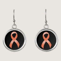 Uterine Cancer Peach Ribbon Earrings