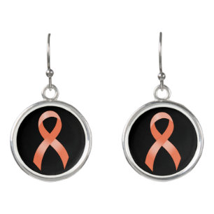 Uterine Cancer Peach Ribbon Earrings