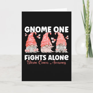 Uterine Cancer Peach Ribbon Gnome Card