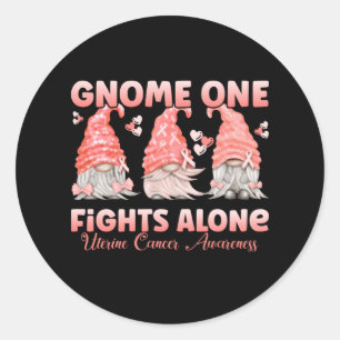 Uterine Cancer Peach Ribbon Gnome Classic Round Sticker