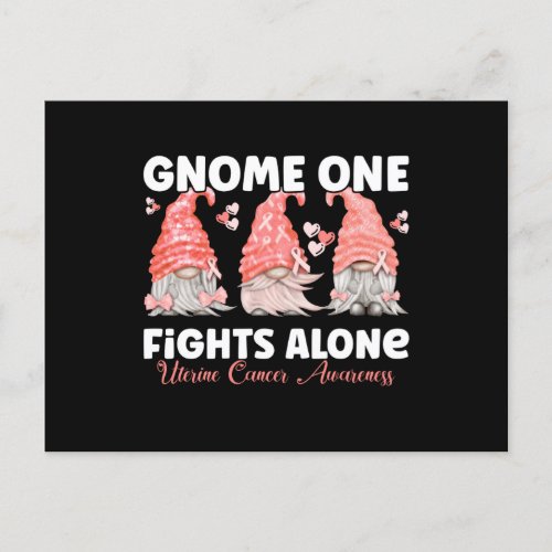 Uterine Cancer Peach Ribbon Gnome Postcard