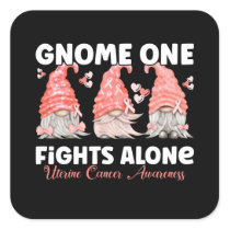 Uterine Cancer Peach Ribbon Gnome Square Sticker