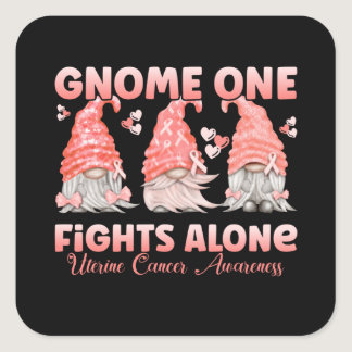 Uterine Cancer Peach Ribbon Gnome Square Sticker