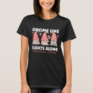 Uterine Cancer Peach Ribbon Gnome T-Shirt