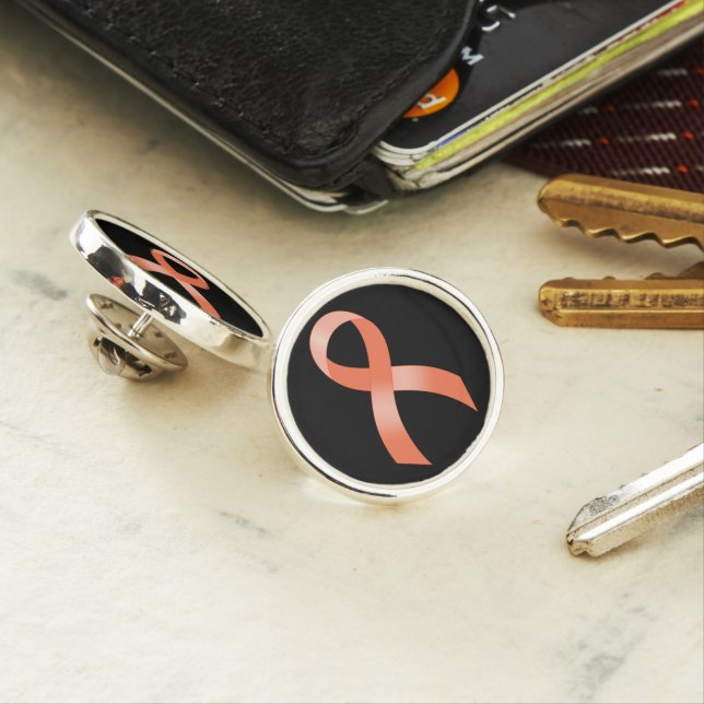 Uterine Cancer Peach Ribbon Pin (In Situ)