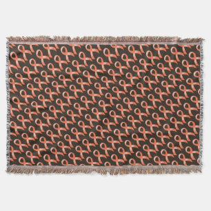 Uterine Cancer Peach Ribbon Throw Blanket