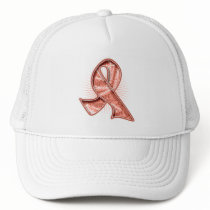 Uterine Cancer Slogan Watermark Ribbon Trucker Hat
