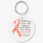 Uterine Cancer Support Strong Survivor Keychain