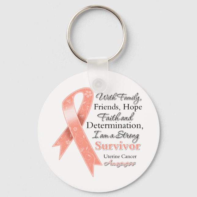 Uterine Cancer Support Strong Survivor Keychain (Front)