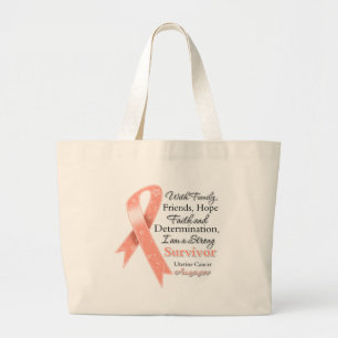 Uterine Cancer Support Strong Survivor Large Tote Bag