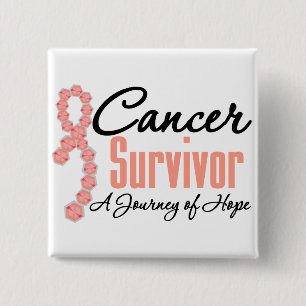 Uterine Cancer Survivor Awareness Journey Ribbon Button