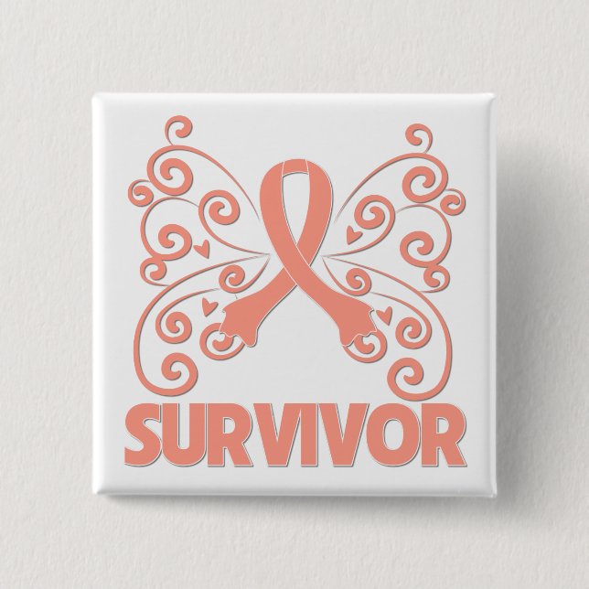 Uterine Cancer Survivor Butterfly Button (Front)