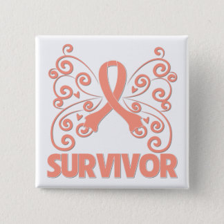 Uterine Cancer Survivor Butterfly Button