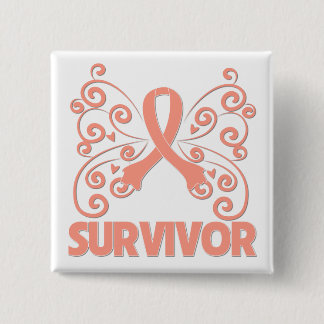 Uterine Cancer Survivor Butterfly Button