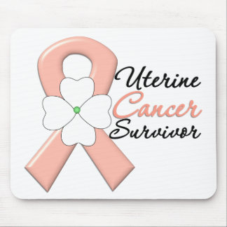 Uterine Cancer Survivor Flower Ribbon Mouse Pad