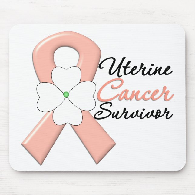 Uterine Cancer Survivor Flower Ribbon Mouse Pad (Front)