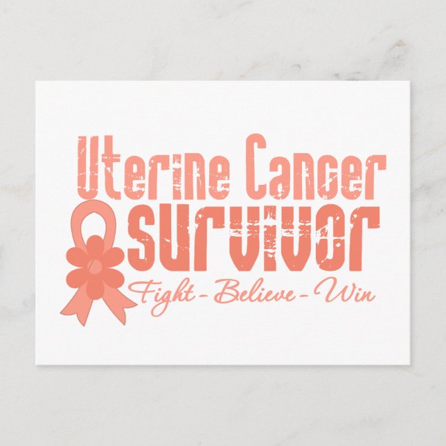 Uterine Cancer Survivor Flower Ribbon Postcard (Front)