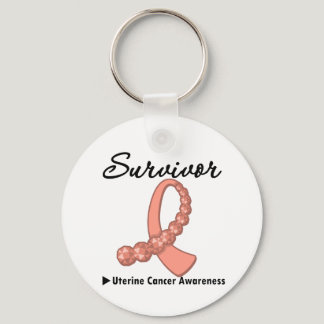 Uterine Cancer Survivor Gemstone Ribbon Keychain