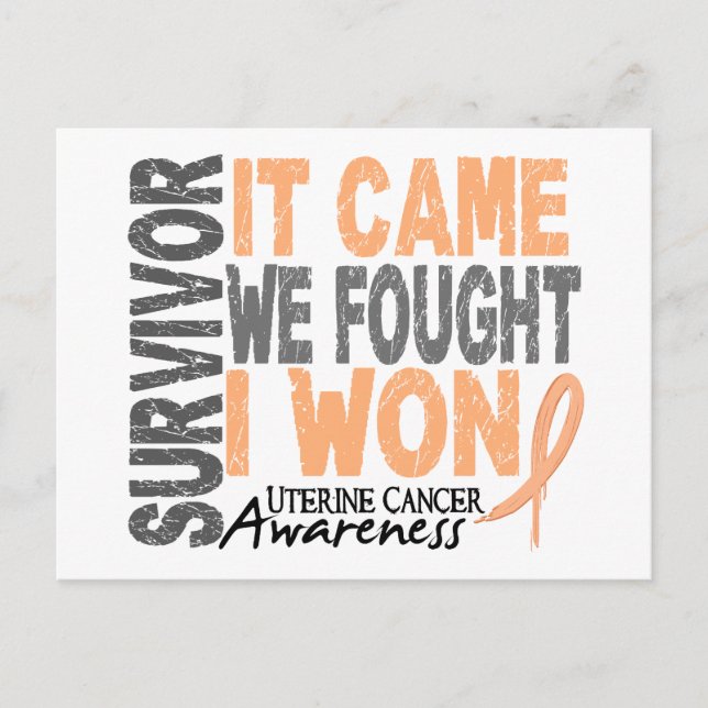 Uterine Cancer Survivor It Came We Fought I Won Postcard (Front)