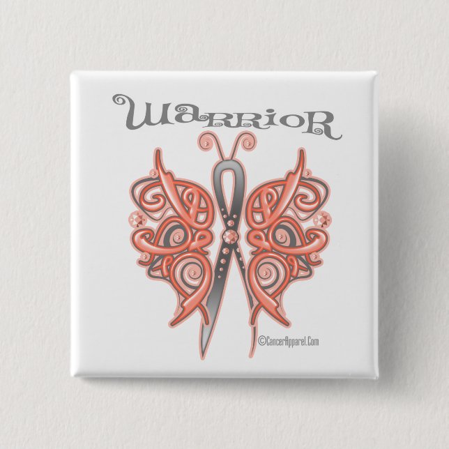 Uterine Cancer Warrior Celtic Butterfly Button (Front)