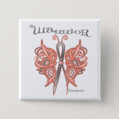 Uterine Cancer Warrior Celtic Butterfly Button