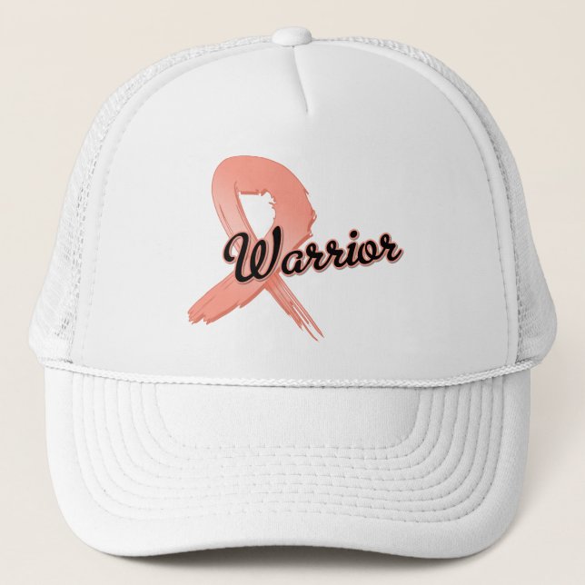 Uterine Cancer Warrior Grunge Ribbon Trucker Hat (Front)