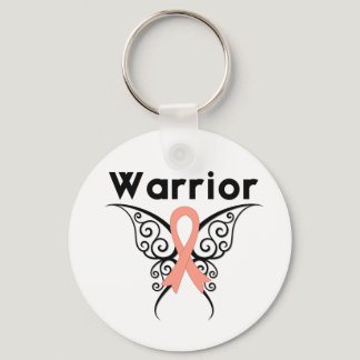 Uterine Cancer Warrior Tribal Butterfly Keychain