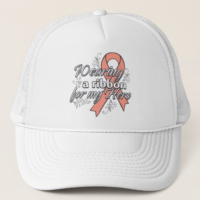 Uterine Cancer Wearing a Ribbon for My Hero Trucker Hat (Front)