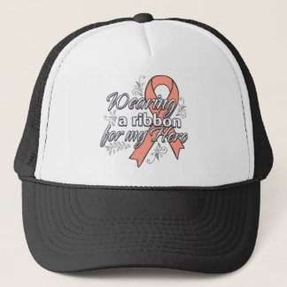 Uterine Cancer Wearing a Ribbon for My Hero Trucker Hat