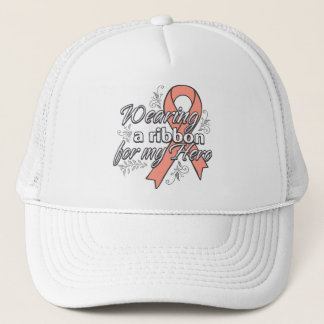 Uterine Cancer Wearing a Ribbon for My Hero Trucker Hat