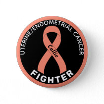 Uterine Endometrial Cancer Fighter Ribbon Black Button