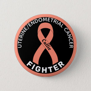 Uterine Endometrial Cancer Fighter Ribbon Black Button