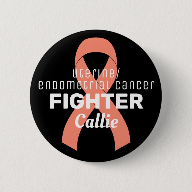 Uterine Endometrial Cancer Ribbon Black Button (Front)