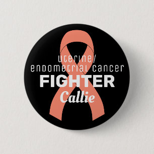 Uterine Endometrial Cancer Ribbon Black Button