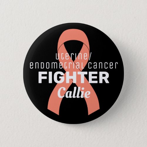 Uterine Endometrial Cancer Ribbon Black Button