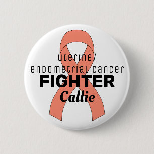 Uterine Endometrial Cancer Ribbon White Button
