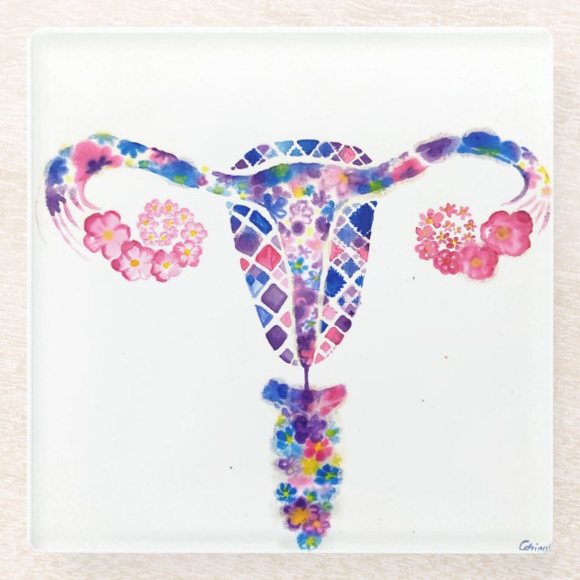 Uterus Glass Coaster (Front)