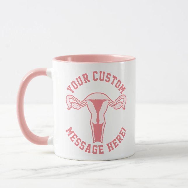 Uterus Graphic + Custom Text Button Mug (Left)