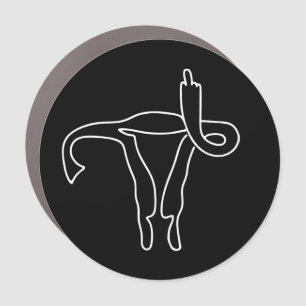 UTERUS MIDDLE FINGER CUSTOMIZABLE ADD OWN PHRASE C CAR MAGNET
