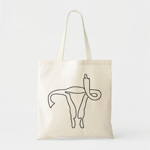 UTERUS MIDDLE FINGER CUSTOMIZABLE ADD OWN PHRASE TOTE BAG