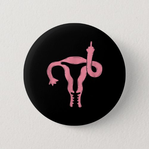 Uterus Shows Middle Finger Feminist Feminism   Button