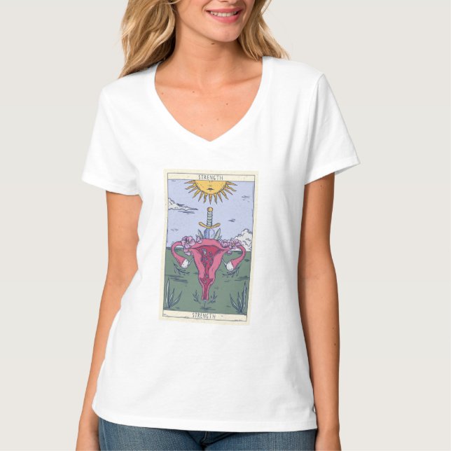 Uterus Strength Tarot Card Design  T-Shirt (Front)