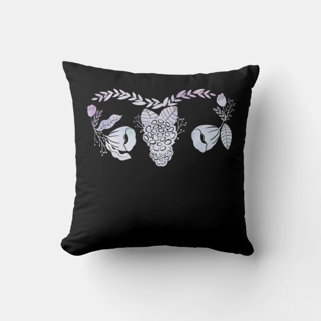Uterus Surgery Female Floral Hysterectomy Get Well Throw Pillow (Front)