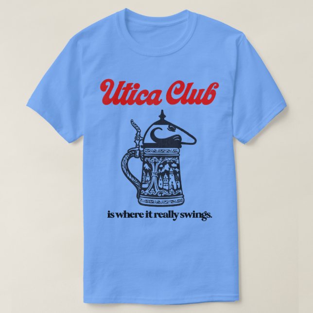 Utica Club Swings Beer Retro Defunct Breweriana T-Shirt (Design Front)