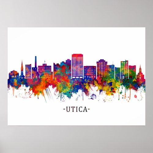 Utica New York Skyline Poster